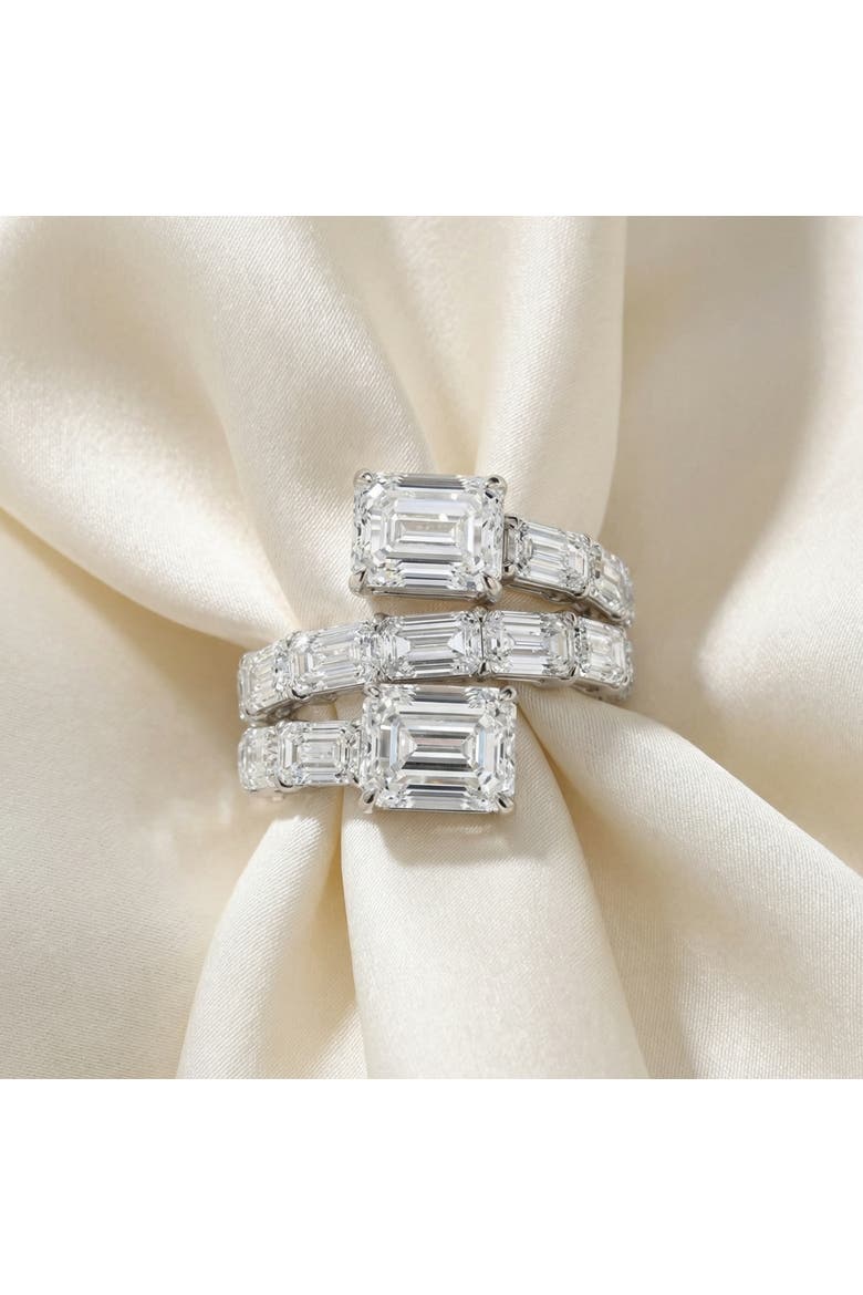 6 1/2Ct Emerald Cut Diamond Ring Gold Women's Right Hand Anniversary Band, Alternate, color, 14k White Gold