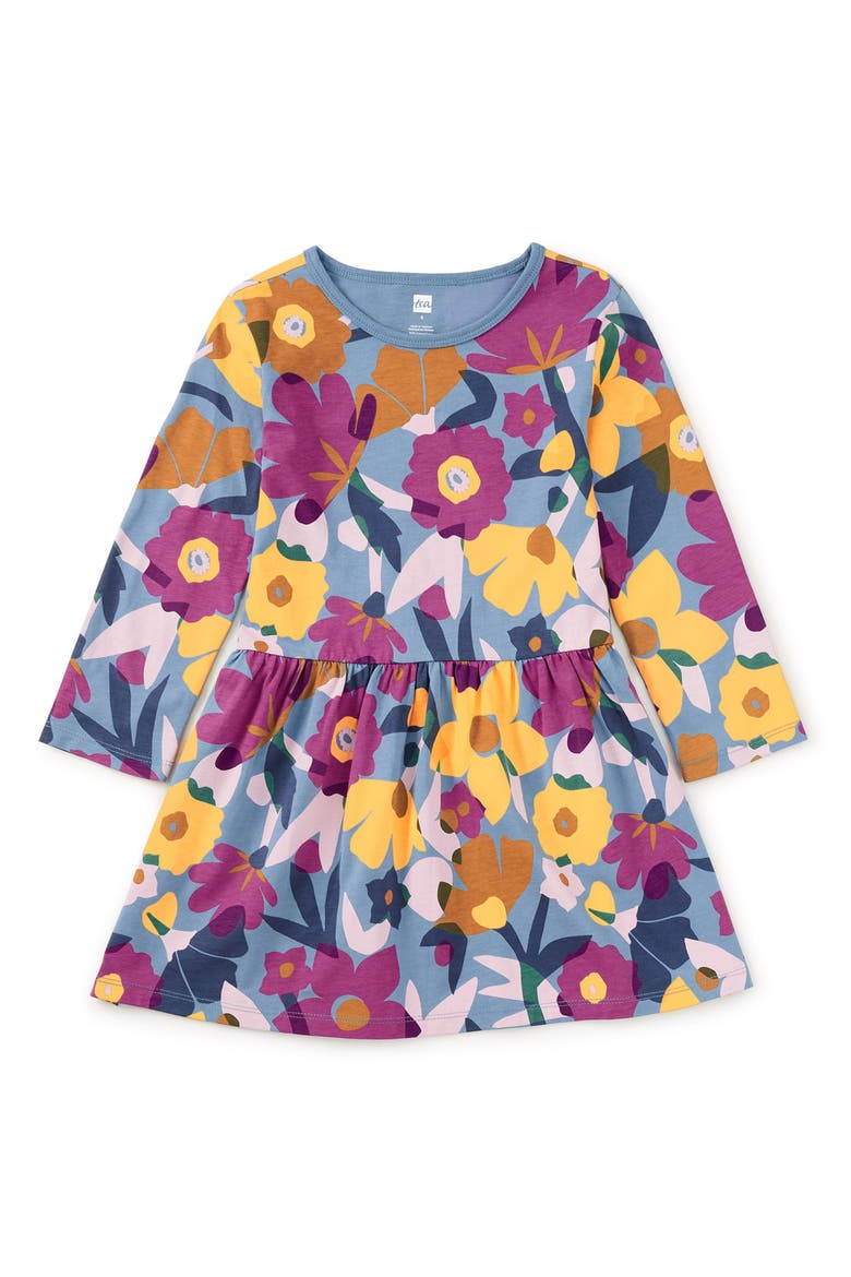 Long Sleeve Skirted Dress, Main, color, OVERLAPPING FLORAL