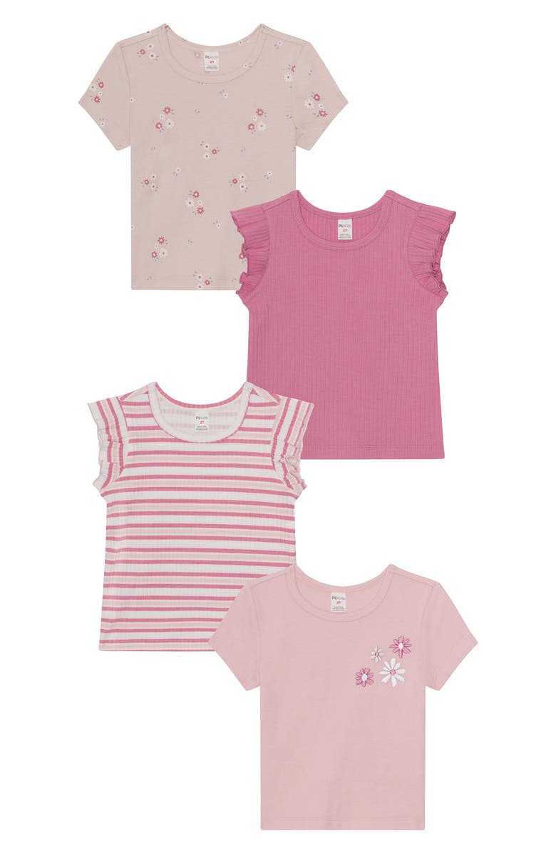 Petit Lem Kids' Assorted Pack of 4 T-Shirts, Main, color, Flowers