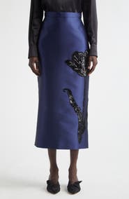 Erdem Tulip Embellished Mikado Pencil Skirt