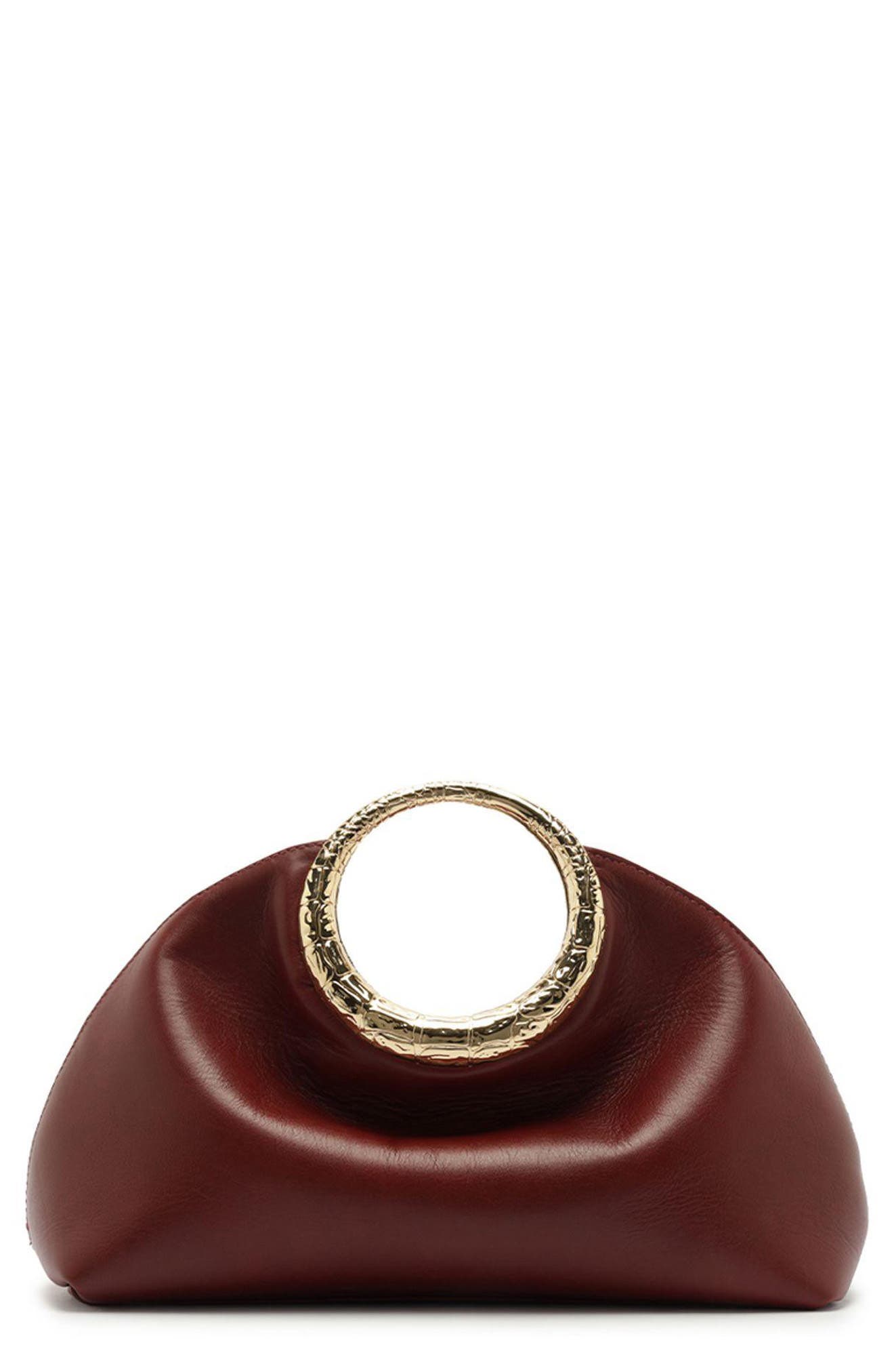 Mia Small Leather Clutch, Main, color, PASSION RED