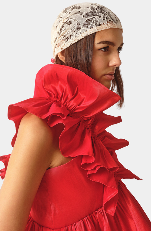Shop Madeline Marie Juliette Blouse Taffeta In Chianti Red