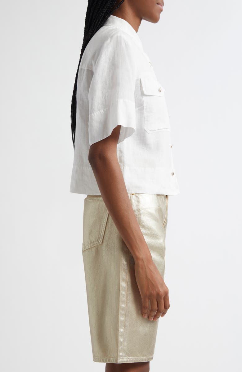 Veronica Beard Spruce Linen Button-Up Shirt, Alternate, color, Off White