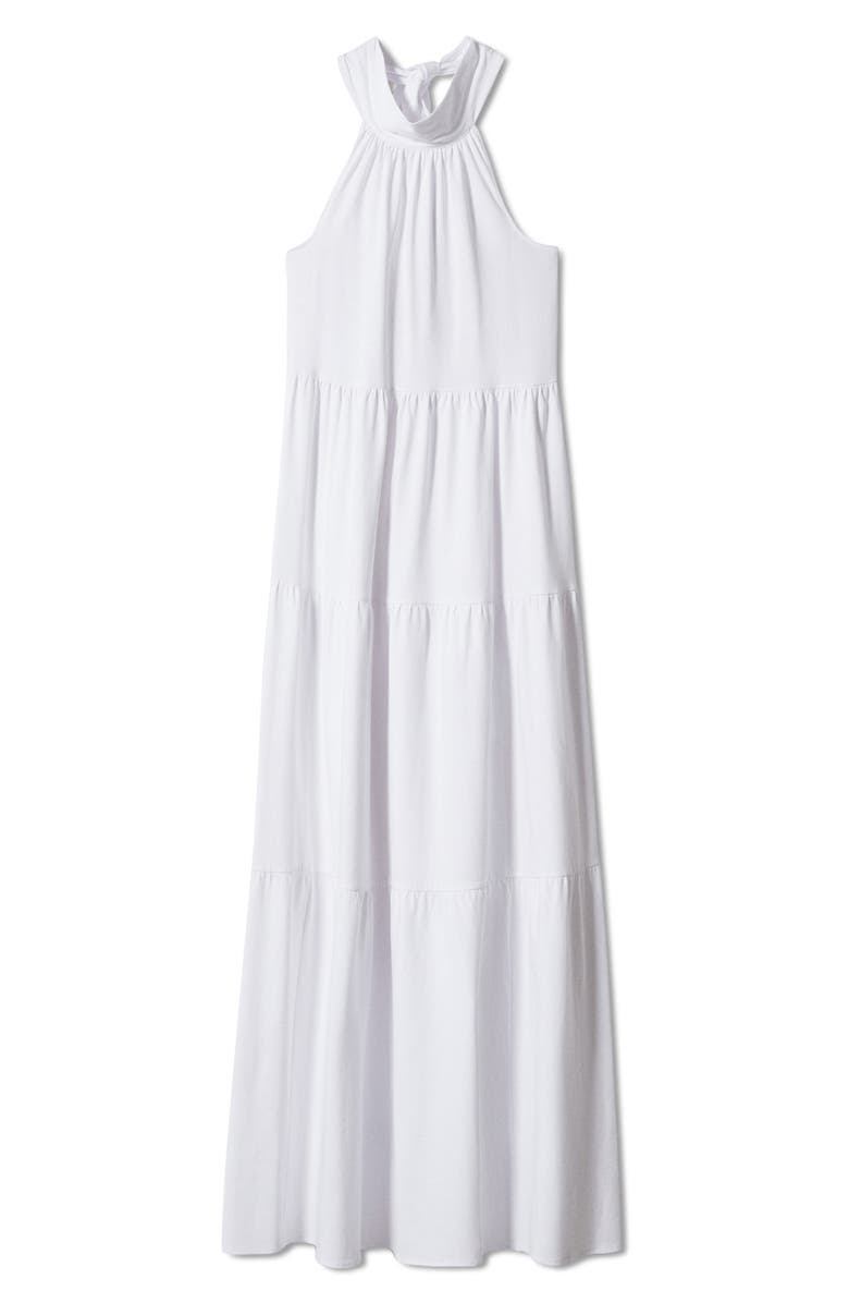 MANGO Open Back Halter Cotton Maxi Dress, Alternate, color, 