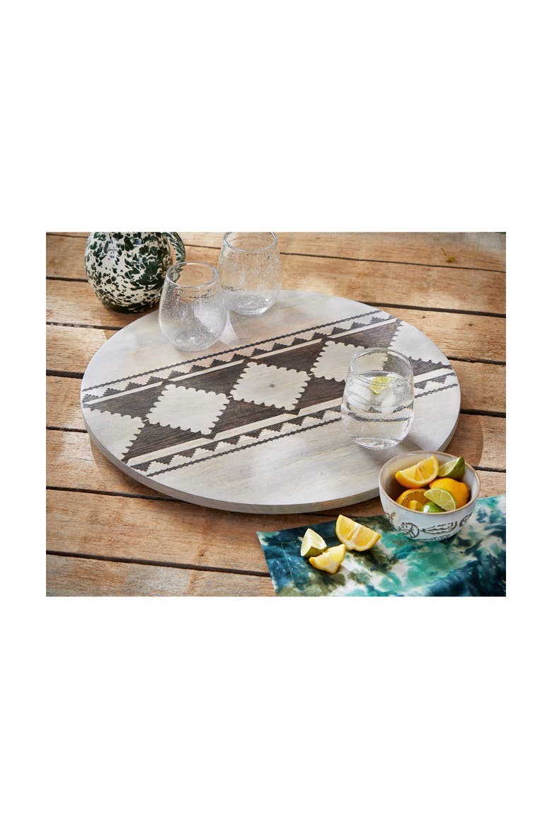 Gray Wood Lazy Susan Serving Tray for Summer Entertaining, Alternate, color, Gray