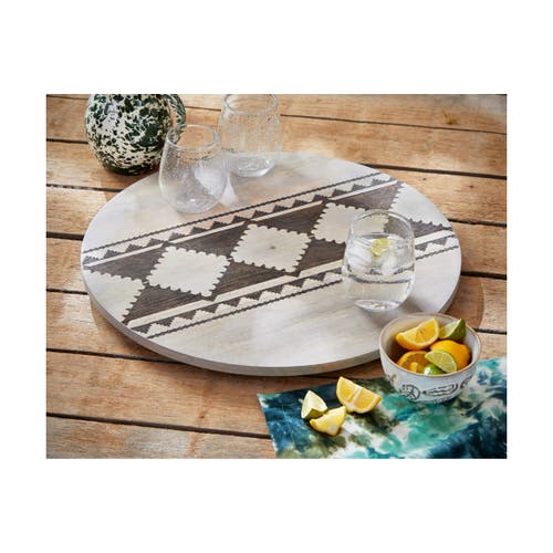 Tag Gray Wood Lazy Susan Serving Tray For Summer Entertaining In Brown