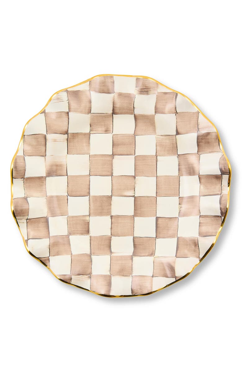 MACKENZIE CHILDS Mocha Check Ceramic Fluted Dinner Plate, Alternate, color, Mocha