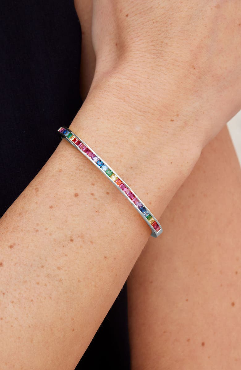 SAVVY CIE JEWELS Rainbow CZ Bangle Bracelet, Alternate, color, 