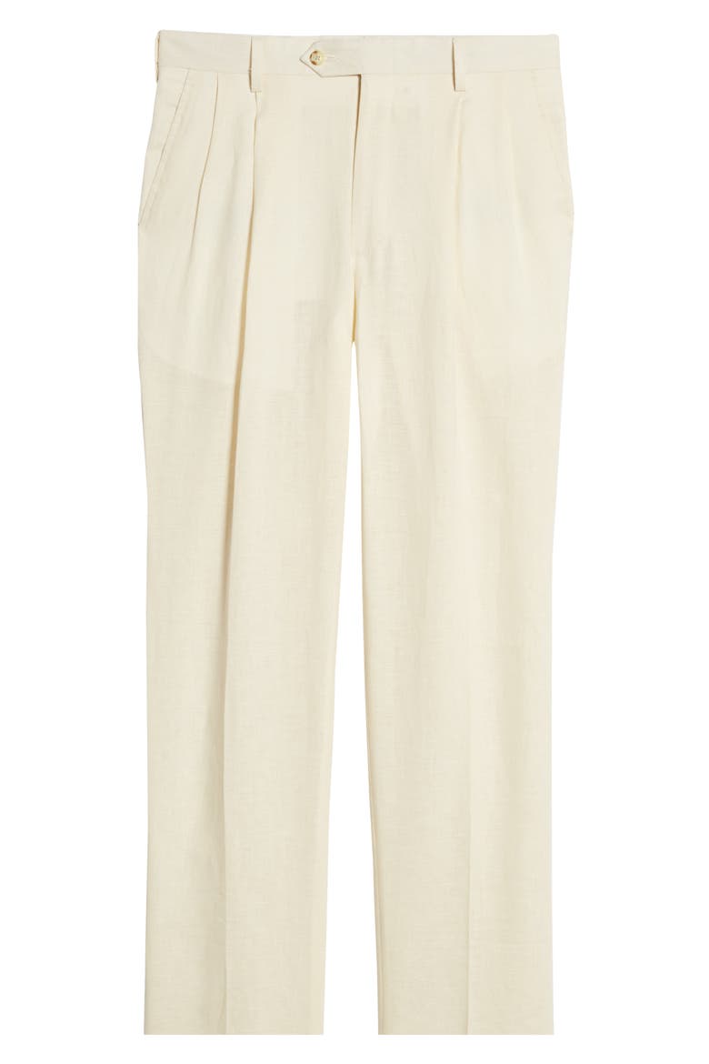 Pleat Front Linen Pants, Alternate, color, CREAM