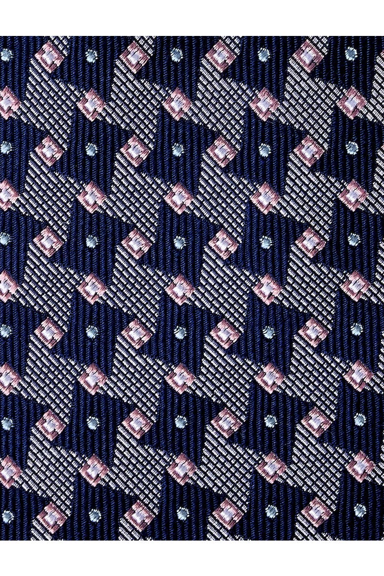 Big & Tall Geometric Pattern Silk Tie, Alternate, color, NAVY