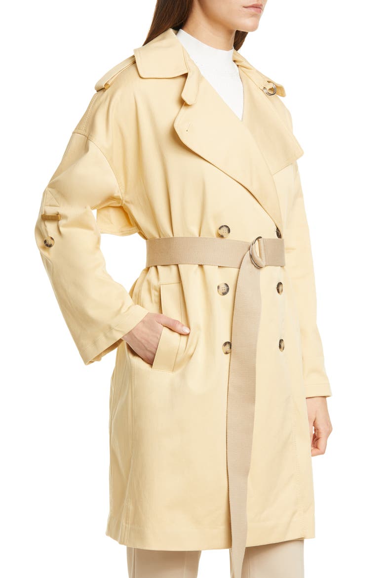 Belted Double Breasted Trench Coat, Alternate, color, CHAMOMILE