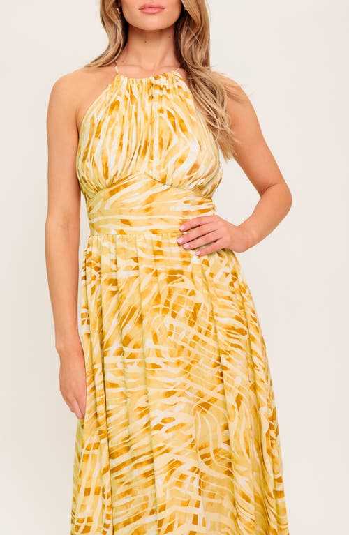 Flying Tomato Zebra Print Halter Maxi Dress In Yellow