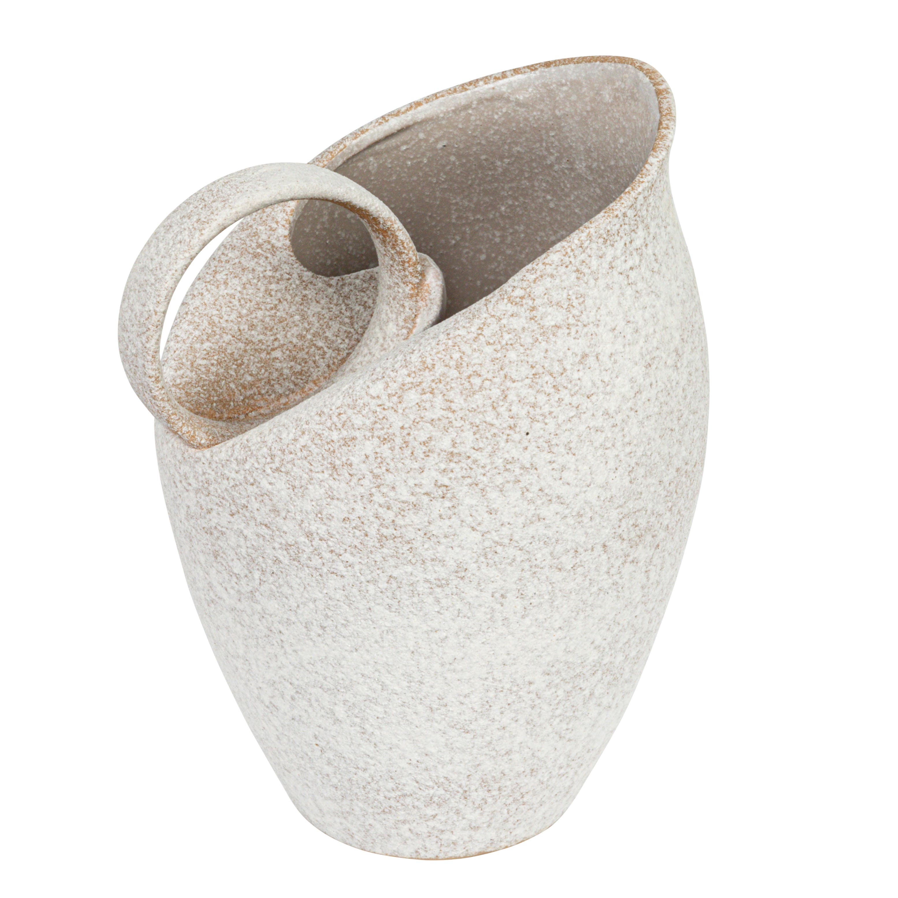 Storied Home 9 Inches 82-Ounce Textured Stoneware Pitcher in Reactive Glaze, White - White