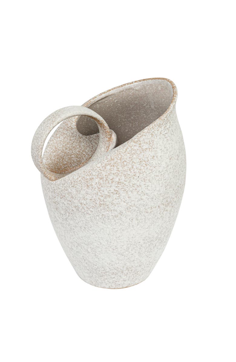 Storied Home 9 Inches 82-Ounce Textured Stoneware Pitcher in Reactive Glaze, White, Main, color, White