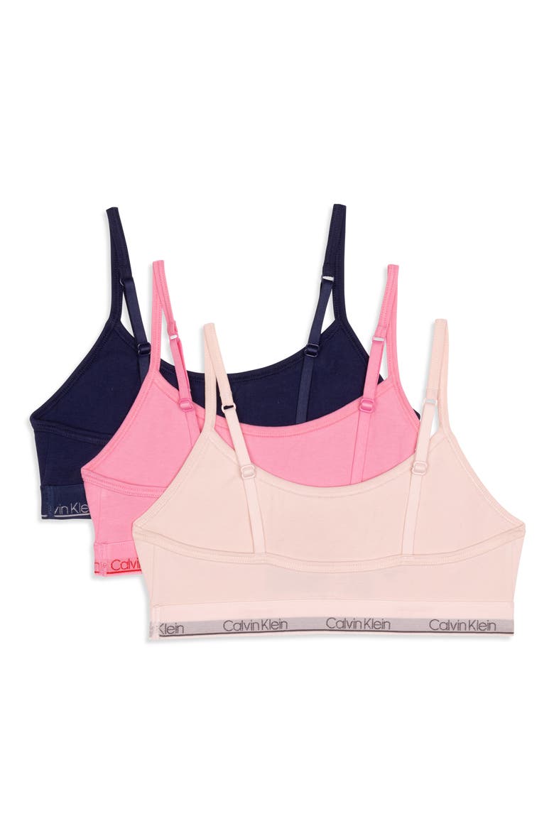 Kids' Assorted 3-Pack Stretch Cotton Sports Bras, Alternate, color, PINK MULTI