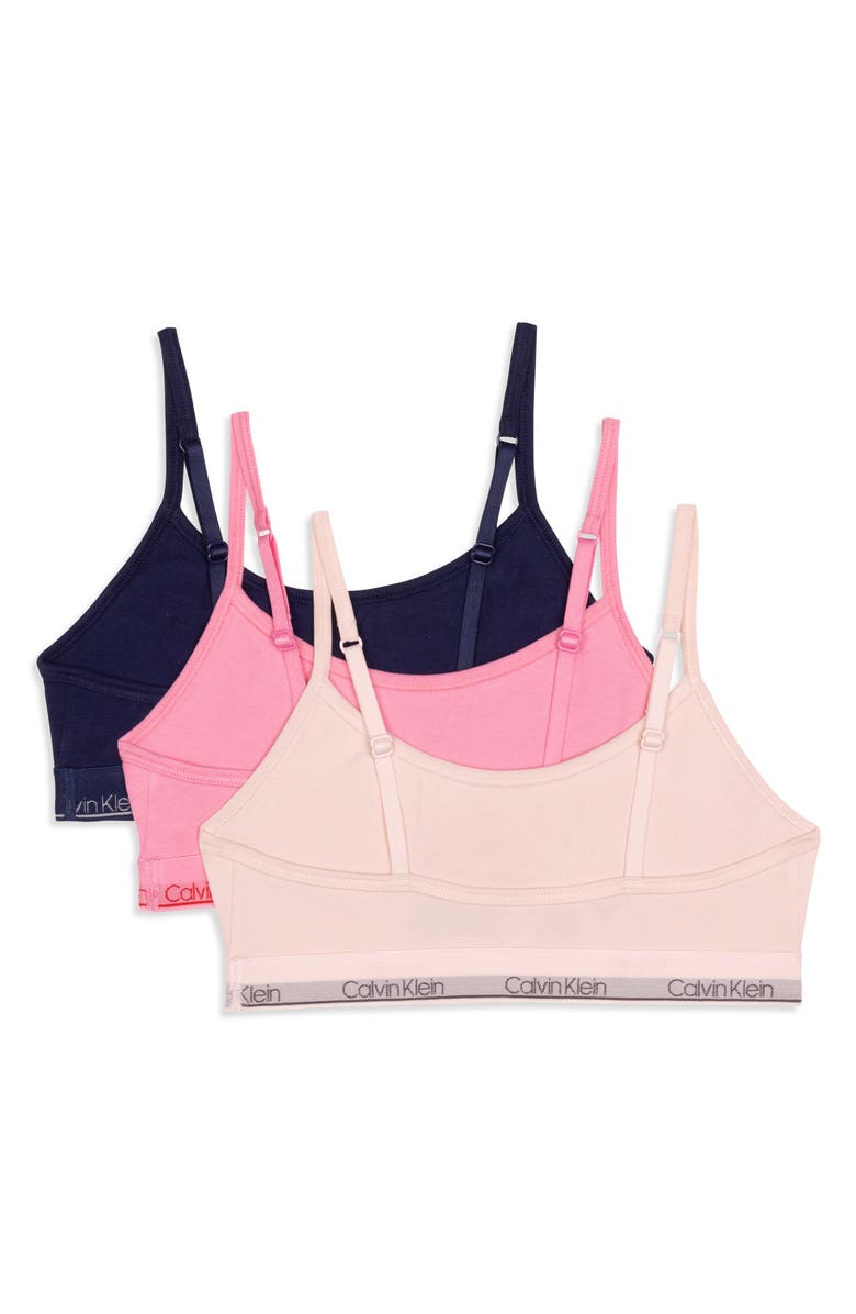 Calvin Klein Kids' Assorted 3-Pack Stretch Cotton Sports Bras, Alternate, color, Pink Multi