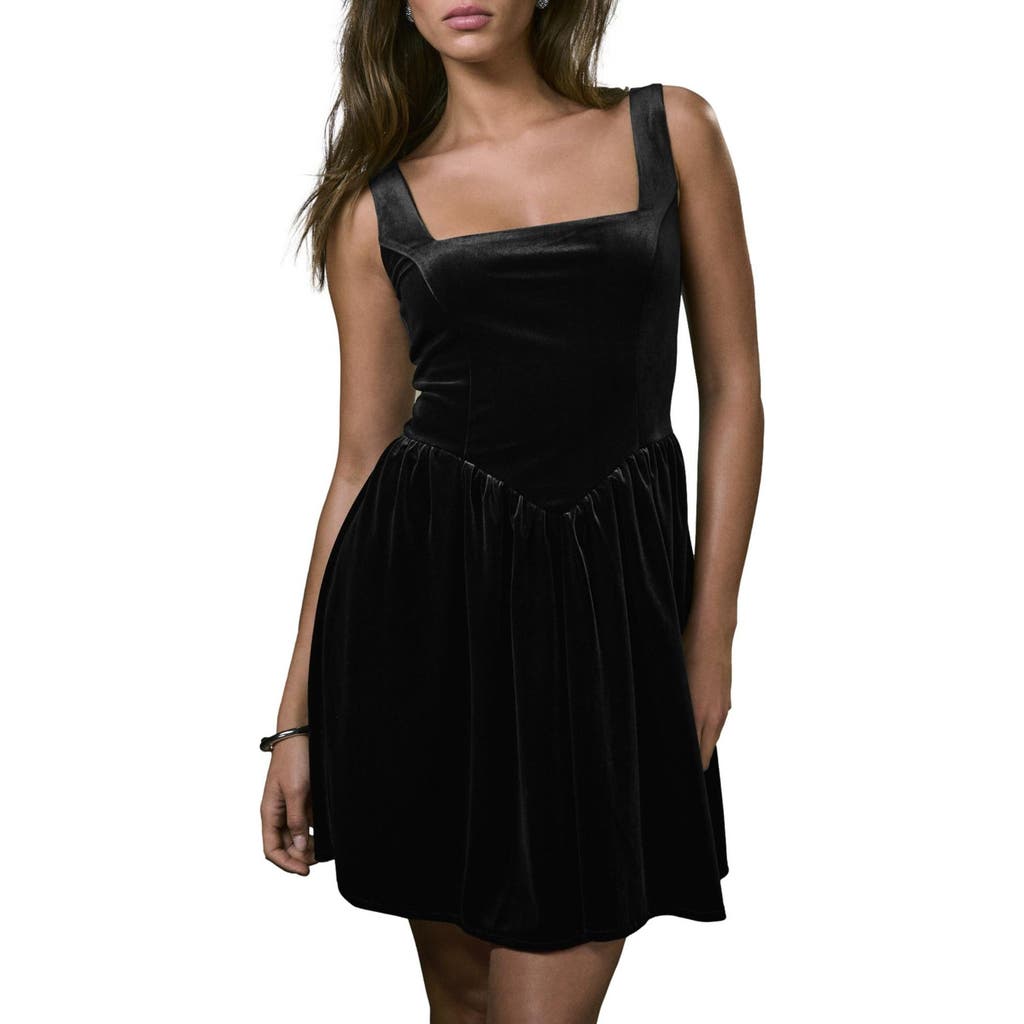 Next Sleeveless Velvet Minidress In Black
