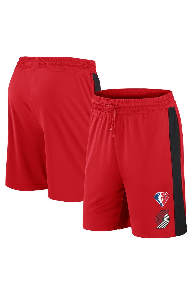 FANATICS Men's Fanatics Branded Red Portland Trail Blazers 75th Anniversary Downtown Performance Practice Shorts, Main, color, Red
