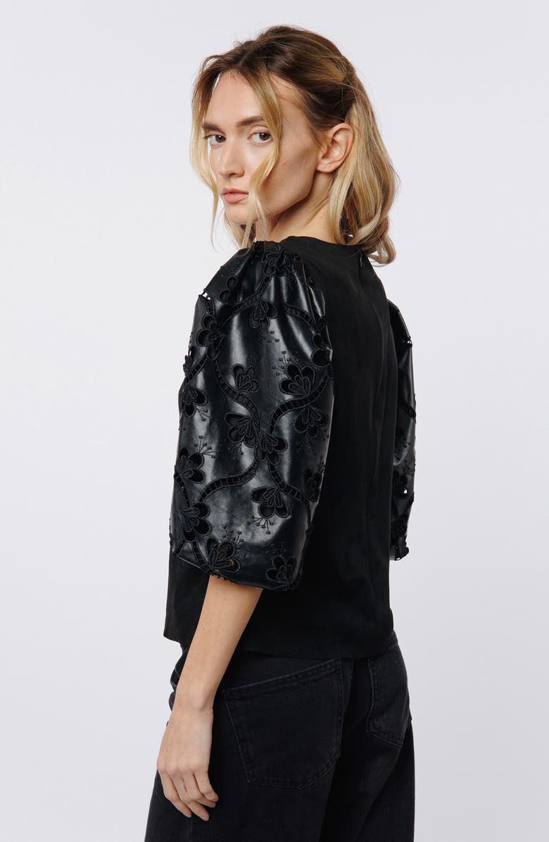 CIEBON Hudson Puff Sleeve Shirt, Alternate, color, Black