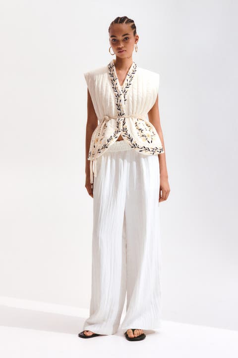 Wide Frill-trimmed Trousers