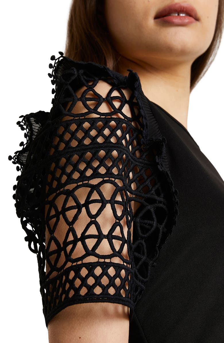 River Island Crochet Sleeve Knit Sheath Dress, Alternate, color,