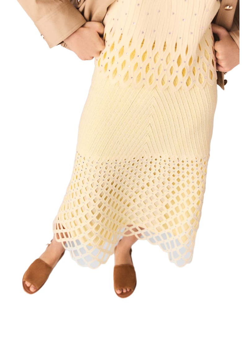 Crochet skirt with removable lining, Alternate, color, Pale yellow