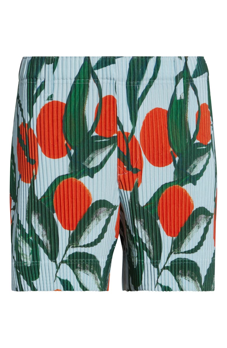 Homme Plissé Issey Miyake Pleated Fruits & Vegetables Print Shorts, Alternate, color, Blue