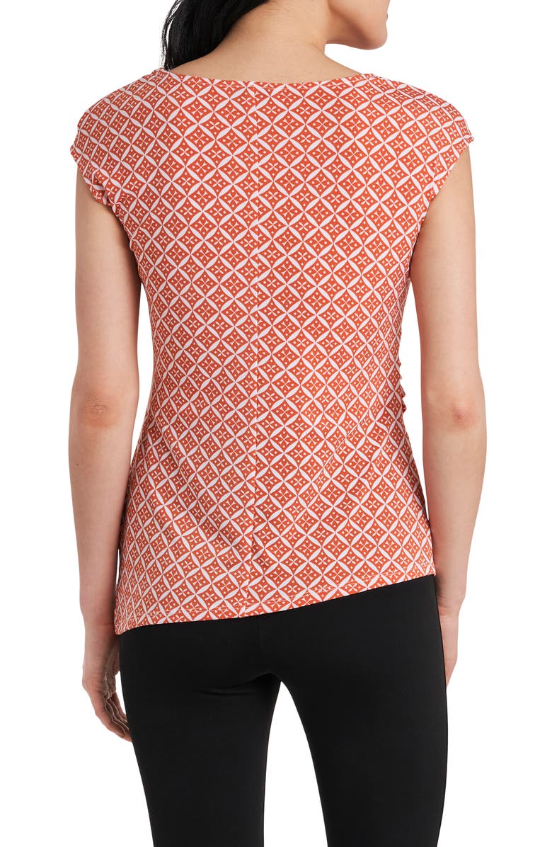 Chaus Geometric Zip Ruched Knit Top, Alternate, color, 