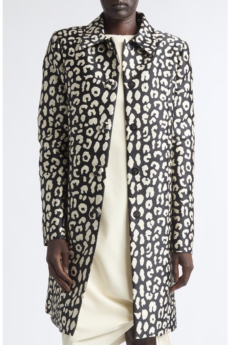 Leopard Print Coat, Main, color, BLACK/ IVORY
