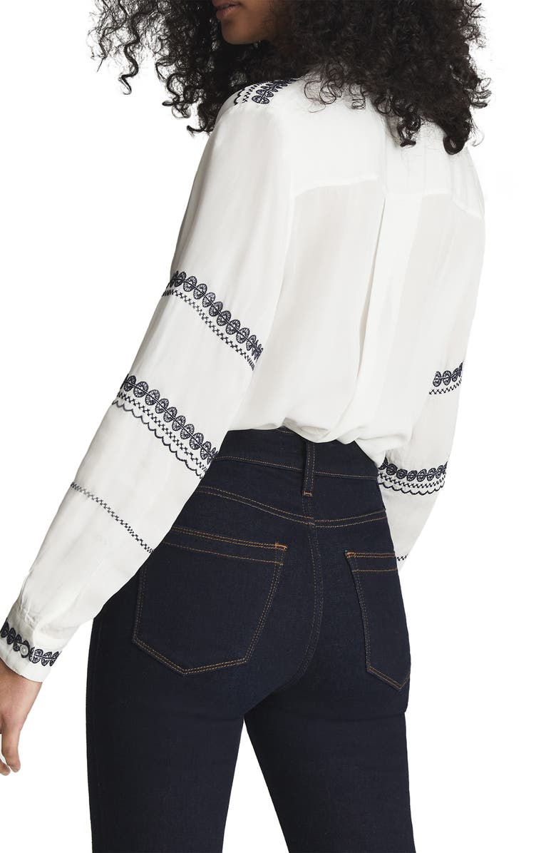 Reiss Siri Embroidered Detail Long Sleeve Blouse, Alternate, color,