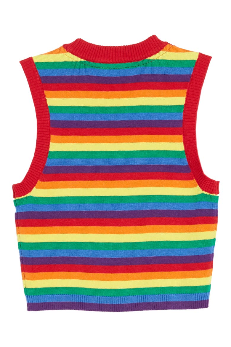 Be Proud by BP. Gender Inclusive Stripe Crop Sweater Tank, Alternate, color, RED RAINBOW STRIPE
