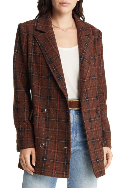 Double Breasted Plaid Coat