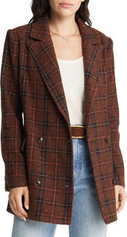 Treasure & Bond Double Breasted Plaid Coat