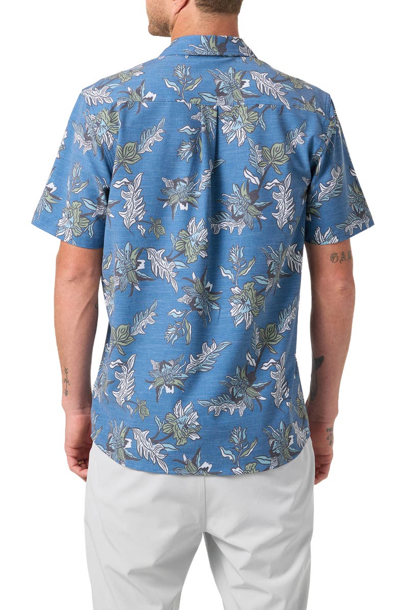 O'Neill Relaxed Fit Short Sleeve Performance Slub Button-Up Shirt, Alternate, color, Midnight Navy