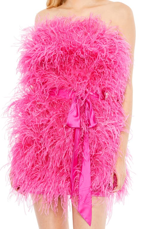 Mac Duggal Strapless Faux Feather Minidress In Pink