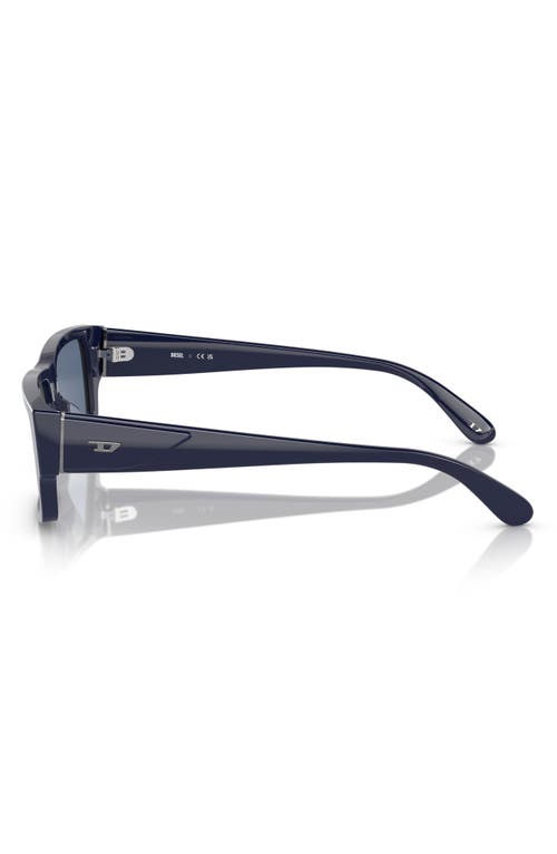 Diesel ® Geck-d 57mm Rectangular Sunglasses In Shiny Blue/solid Blue
