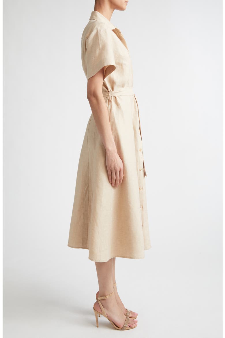 Linen Blend Belted Shirtdress, Alternate, color, TAUPE COGNAC