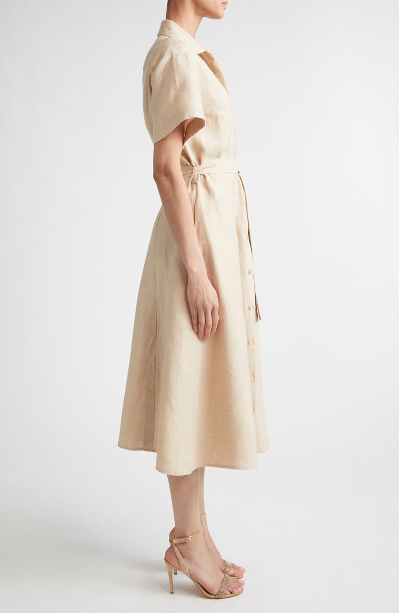 Eleventy Linen Blend Belted Shirtdress, Alternate, color, Taupe Cognac