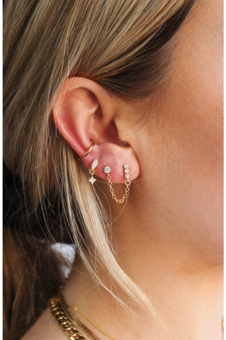 Maven Double Stud Chain Earrings, Alternate, color, GOLD