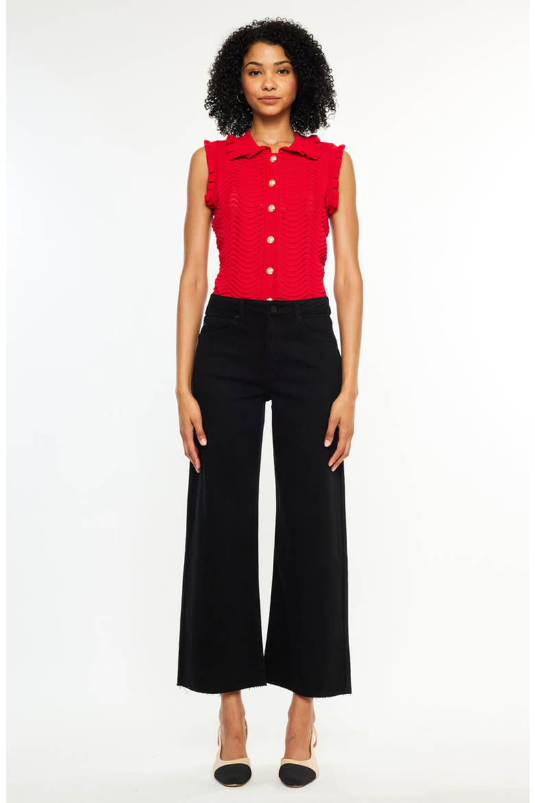 Dianella High Rise Crop Wide Leg Jeans, Alternate, color, Black