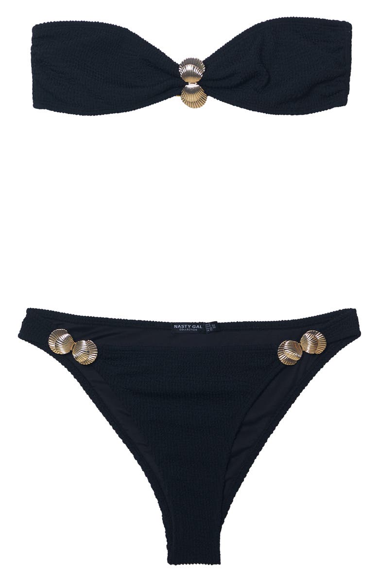 NASTY GAL Crinkled Shell Two-Piece Swimsuit, Alternate, color, 