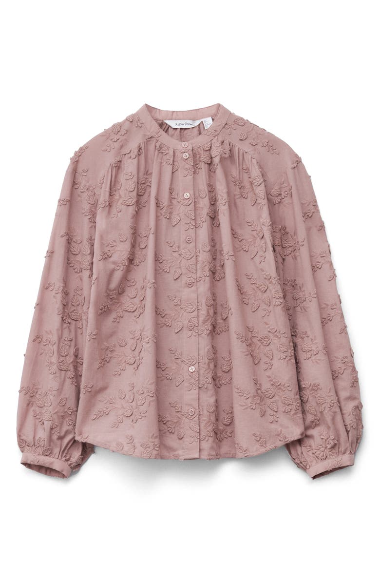 & Other Stories Oversize Floral Appliqué Cotton Top, Alternate, color, Pink Medium Dusty
