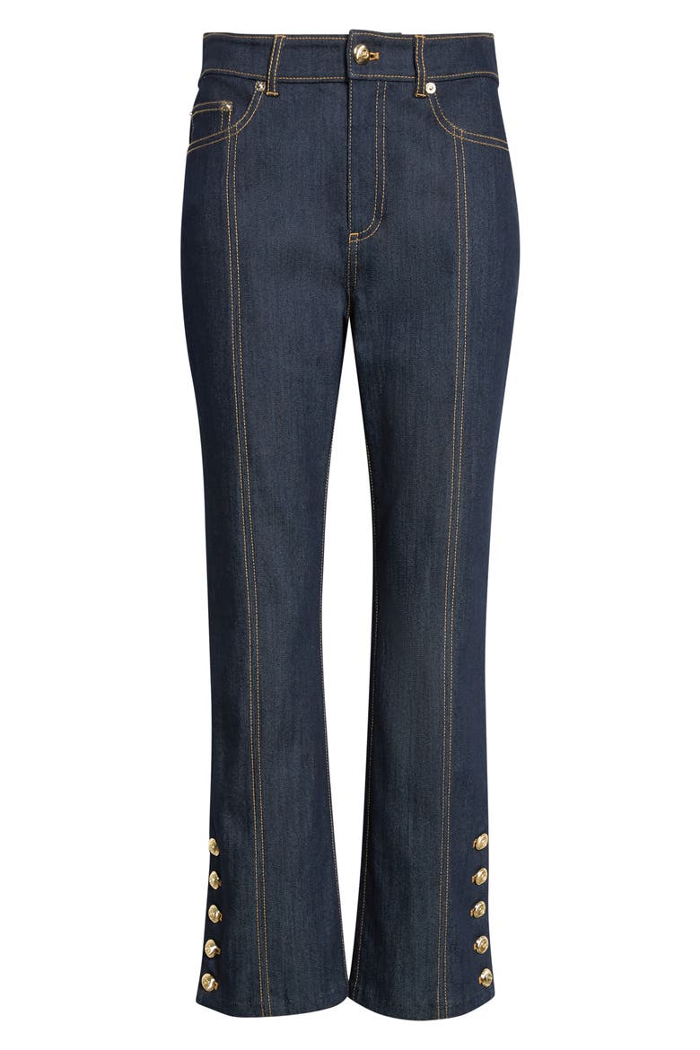 Maggie High Waist Button Detail Crop Straight Leg Jeans, Alternate, color, INDIGO