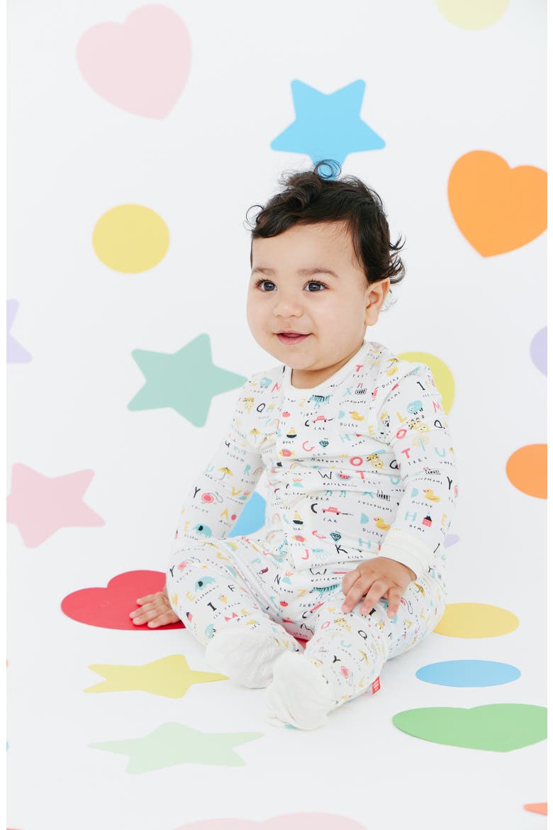 ABC Love Fitted One-Piece Pajamas, Alternate, color, WHITE