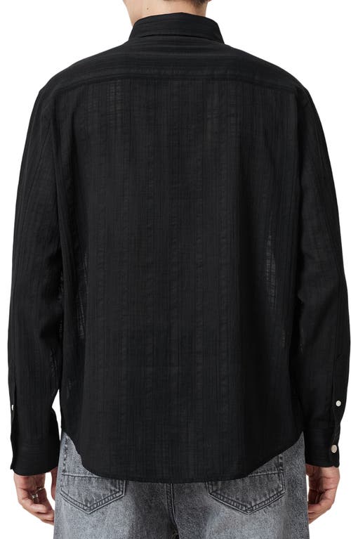 Allsaints Karmi Tonal Stripe Relaxed Fit Shirt In Black