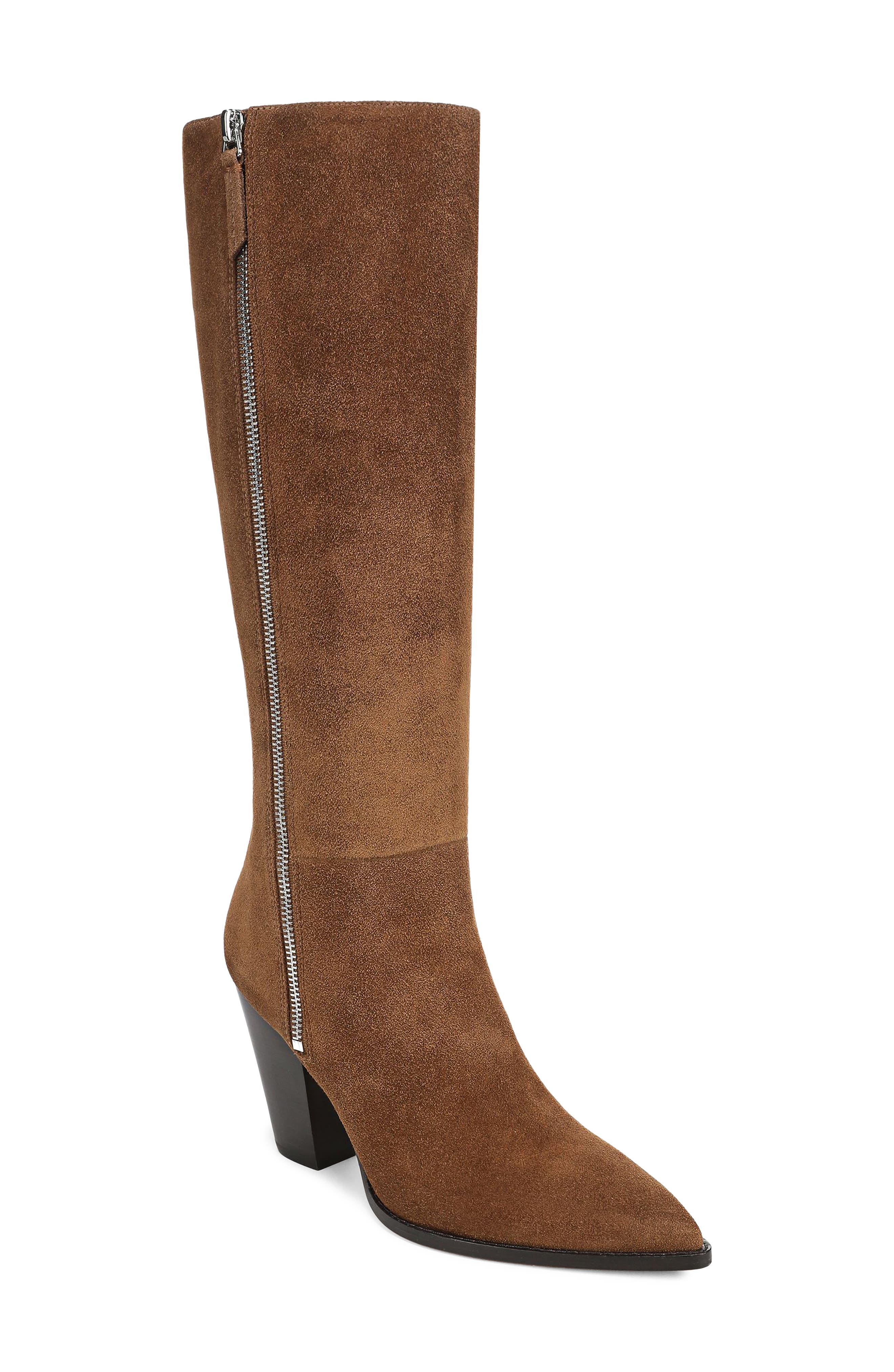 Levanne Leather Knee High Boot, Main, color, CHESTNUT SUEDE