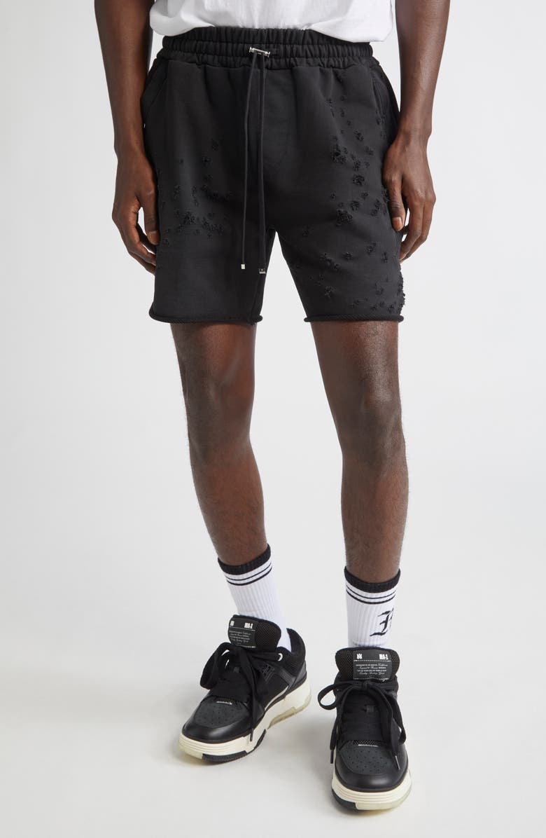 AMIRI MA Shotgun Embroidered Shorts, Main, color, Black