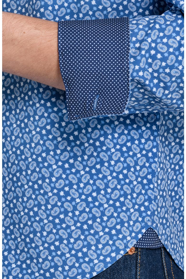 Paisley Print Stretch Dress Shirt, Alternate, color, DUSTY BLUE