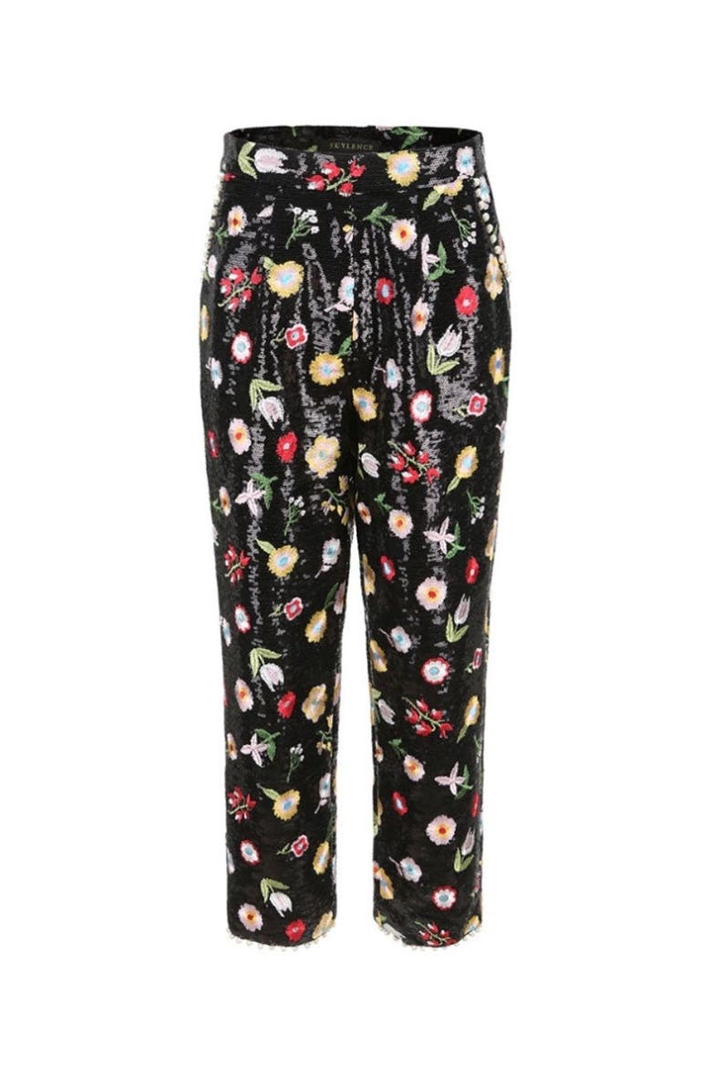 Derling Embroidered Trousers, Main, color, Black