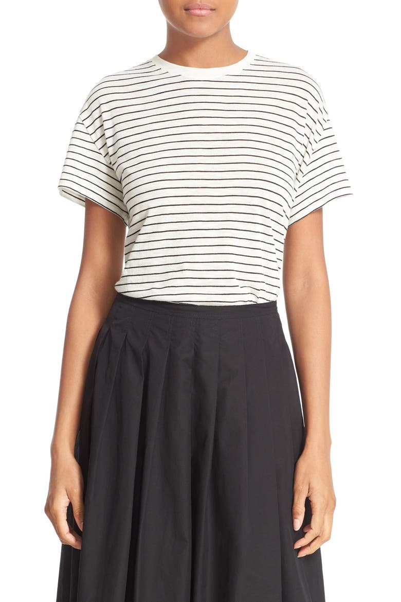 Relaxed Stripe Tee, Main, color, VANILLA/ BLACK